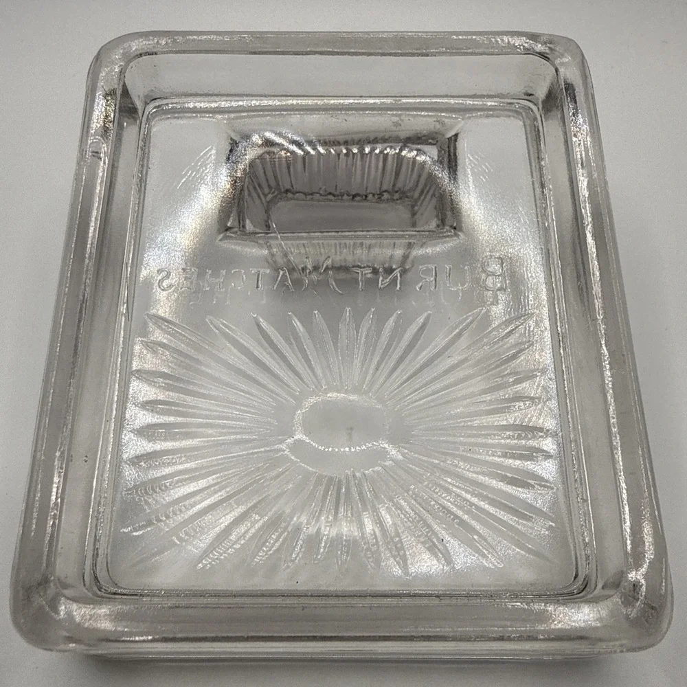 Vintage Pressed Glass Match Holder Striker Burnt Matches Smoking Accessories